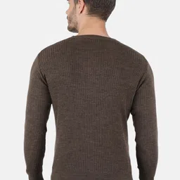 Monte Carlo Men's Blend Wool Brown Solid Round Neck Pullover image 5