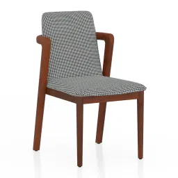 urban ladder Harper Solid Wood dining chair In Honey finish, Fabric Puppytooth image 2