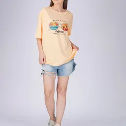 Crazymonk Typography Printed Drop-Shoulder Sleeves Cotton Oversized T-shirt image 3