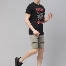 Puma Men Black & Red Printed Graphic Slim Fit T-shirt VIII image 2