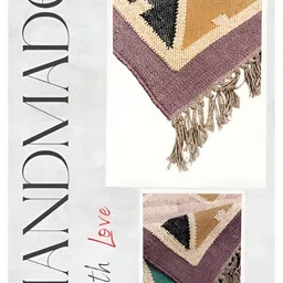 Budhrajrugs Off White & Grey Geometric Woven Rectangular Dhurrie image 3