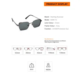 HASHTAG EYEWEAR Green Rectangle Full Rim Casual Unisex Sunglass - Try (14) KS 8072 C2 (42) image 5
