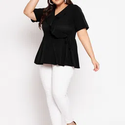 wild U Plus Size Ruffle Wrap Peplum Top image 5