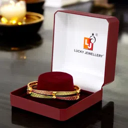 LUCKY JEWELLERY Set Of 2 18K One Gram Gold-Plated Bangles image 5