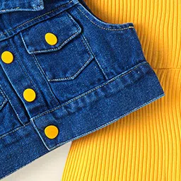 INCLUD Girls Shoulder Straps Cotton Playsuit With Denim Jacket image 3