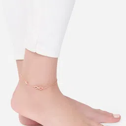 MINUTIAE Rose Gold-Plated White Crystal Infinity Charm With Solitaire Anklet image 5