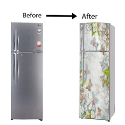 WallDaddy Grey & Brown Floral-Printed Refrigerator Sticker image 5