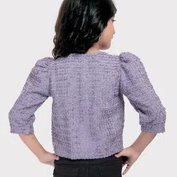 Tiny Kingdom Girls Self Design Crop Shirt Style Top image 3