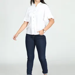 IDK White Mandarin Collar Shirt Style Top image 5