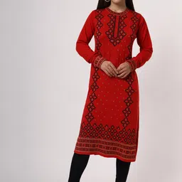 KEIKO Women Red & Black Geometric Printed Kurta image 4