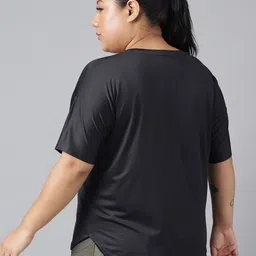 MKH Plus Size Typography Printed Drop Shoulder Sleeves Relaxed Fit Dri-FIT Sports T-Shirt image 3