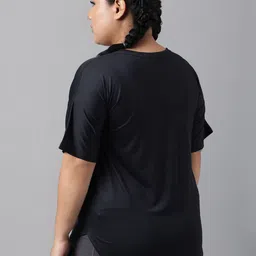 MKH Plus Size Typography Printed Drop-Shoulder Sleeves Relaxed Dri-Fit T-shirt image 4