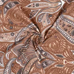 Clasiko Beige & Grey Printed Pure Cotton 6-Seater Rectangular Table Cover image 4