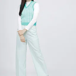 Tokyo Talkies Women Mint Green Flared High-Rise Pleated Trousers image 5