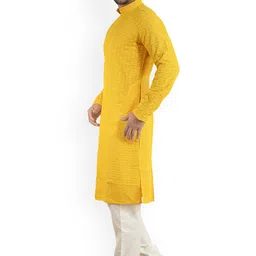 ARRUGA Floral Embroidered Mandarin Collar Straight Kurta with Churidar image 2