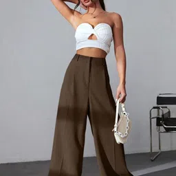 Next One Women Smart Wide Leg Baggy Fit High-Rise Parallel Trouser image 5