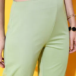 STREET 9 Women Gorgeous Green Solid Trousers image 2