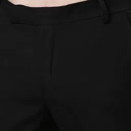 Kryptic Men Solid Cotton Blend Tapered Fit Cropped Formal Trousers image 3