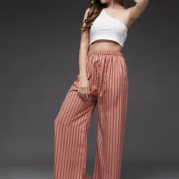 BAESD Women Striped Relaxed Pleated Trousers image 5