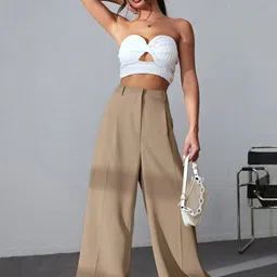 Next One Women Smart Fit High-Rise Easy Wash Pleated Parallel Trousers image 5