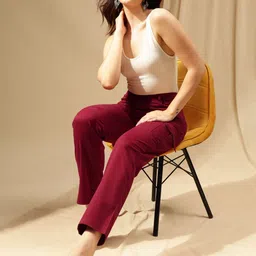 Xpose Women Comfort Straight Fit High-Rise Trousers-image-80