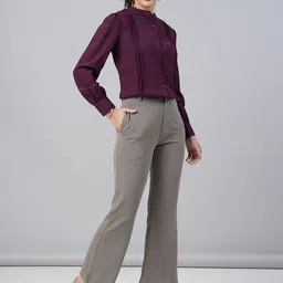 FITHUB Women Loose Fit High-Rise Bootcut Trousers image 2