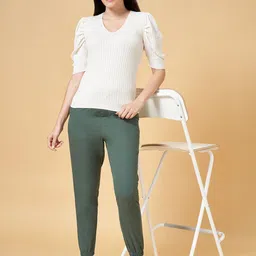 Honey by Pantaloons Ribbed Puff Sleeve Regular Top image 4