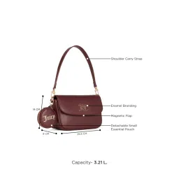 juicy couture accessories Juicy Couture Wine Solid Pu Handheld Bag with Detachable Coin Pouch and Stra image 2