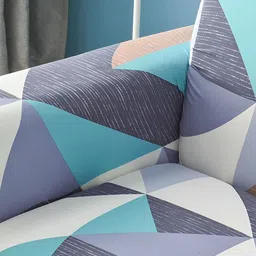 Lukzer Blue & Grey Printed 2 Seater Sofa Cover image 4