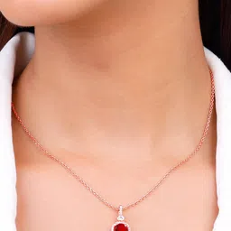 GIVA 925 Sterling Silver Rose Gold-Plated CZ Studded Pendant With Chain image 5