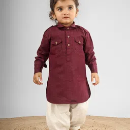 Polka Tots Kids Abstract Printed Pathani Kurta With Dhoti-image-72