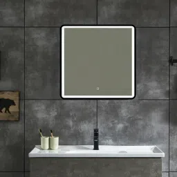 Modern Square Wall LED Mirror with Anodized Aluminum Frame Rose Gold Matte Black Brushed Silver-image-31