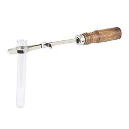 VITSZEE Small Test tubes (6 pcs Borosilicate) with Plastic Test Tube Stand (Blue or white color) and Wooden Handle Chromium Plated Test Tube Holder Combo of 8 Products image 2