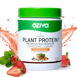 OZiva Bioactive Plant Protein (25g Vegan Protein) for Endurance & Muscle Recovery Plant-Based Protein (Strawberry)-picture-10