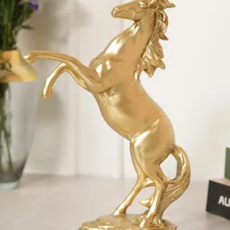 HOME 360 Majestic Jumping Horse Statue Figurine Showpiece - Gold-image-0