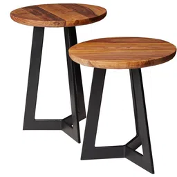 woodenmood Avry Solid Wood Side Table in Honey Oak And Black Finish image 2