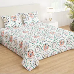 Story@Home 210 Tc Microfiber King Printed Flat Bedsheet with Pillow Cover-picture-14