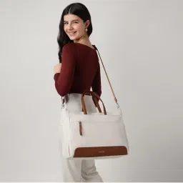 Fastrack Workease All-Day Laptop Beige Tote Bag-image-1