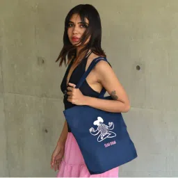 EcoRight Women Navy Blue Printed Spiritual-Ish Canvas Zipper Tote Bag-picture-21