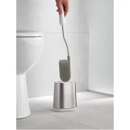 Joseph Joseph Bathroom Flex Lite Steel Toilet Brush with Holder For thinKitchen, White-image-17