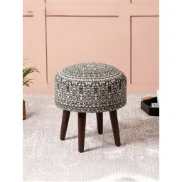 Nestroots Grey Cotton Wooden Ottoman-image-17