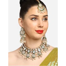 Zaveri Pearls Gold Tone Enamel Bridal Jewellery Set-ZPFK16933-image-1