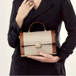 Strokes by Namrata Mehta Walnut Creme Serena Handbag Cum Sling Bag - Cream-image-56