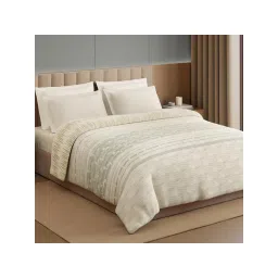 SPACES Loom Impressions 350 Tc 100% Egyptian Cotton Geometric Design Double Quilts Cream image 2
