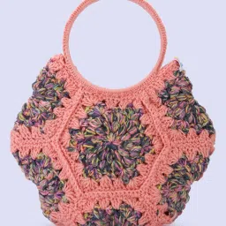 Magic Needles Cute Handmade Hexagon Handbag - Peach image 2