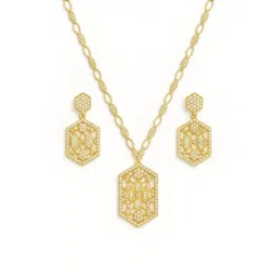 Digital Dress Room Gold Plated Pearl Short Jewellery Set Hexagon Shape with Ad Design image 3