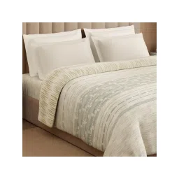 SPACES Loom Impressions 350 Tc 100% Egyptian Cotton Geometric Design Double Quilts Cream image 4