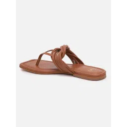 Tao Paris Women Tan T Strap Slip On Flats image 3