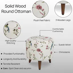 globally indian Oliver Solid Wood Ottoman image 4