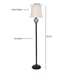 devansh Grace Black Cotton Shade Floor Lamp image 4